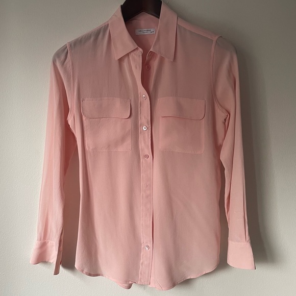 Equipment Tops - Equipment Slim Signature Light Pink Button Down Silk Blouse